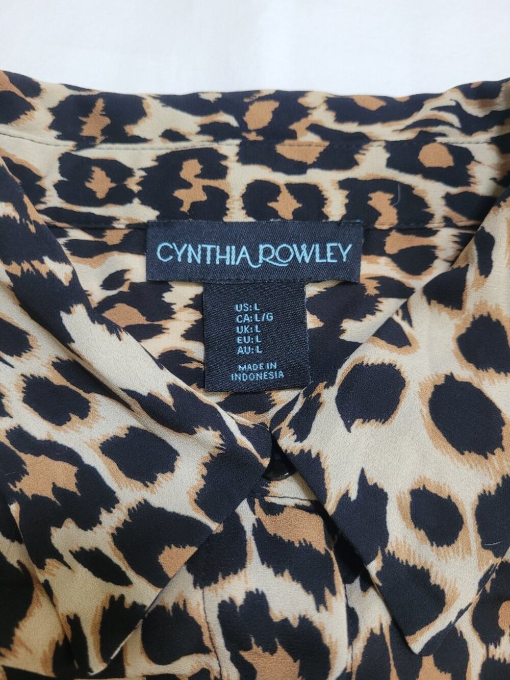 Cynthia Rowley Leopard Print Button Up Blouse Top Animal Print Large Mob Wife - Picture 5 of 11